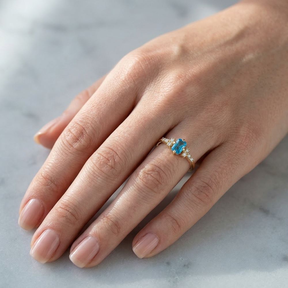 Kare Mavi Taşlı Yüzük