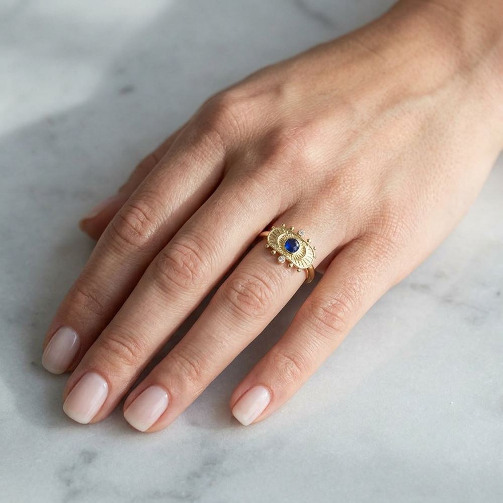Şövalye Tasarım Mavi Taşlı Yüzük