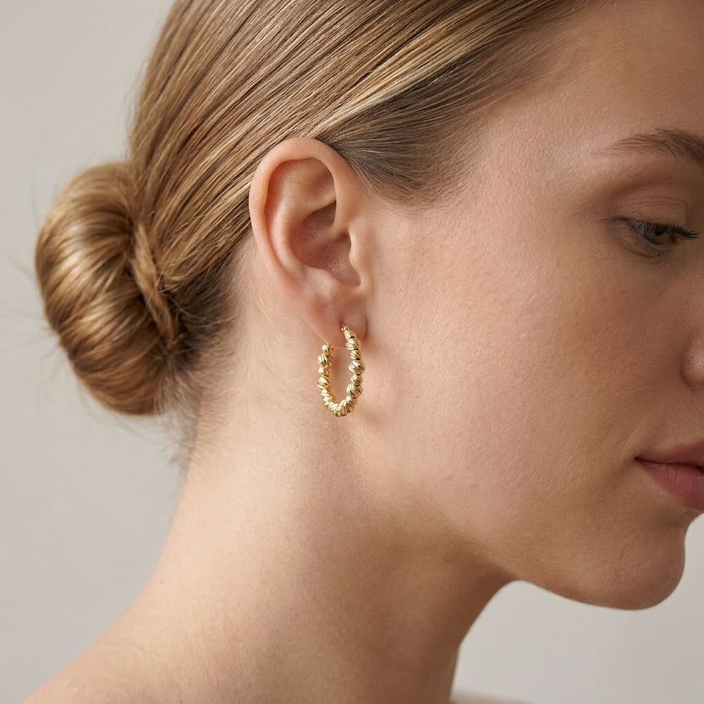 Dorika Tasarım Kalemli Halka Küpe