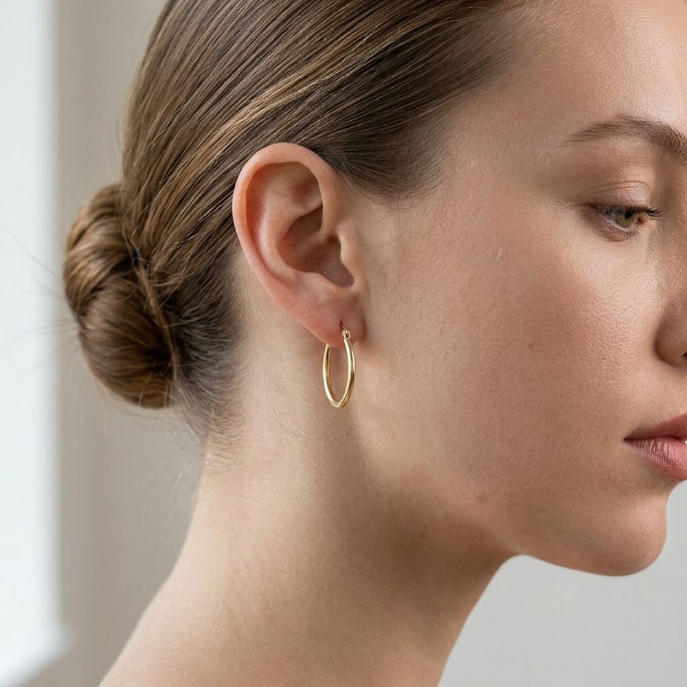 Sade Halka Orta Boy Küpe(2*2 Cm 0,2 Mm)