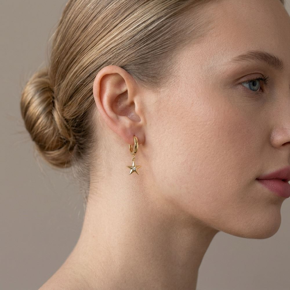 Yıldız Sallantı Küpe (2,20*1,00 Cm 0,20 Mm)