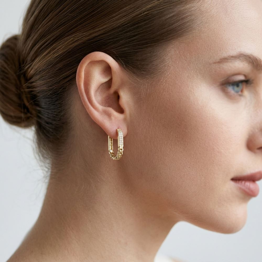 Gurmet Taşlı U Küpe ( 1,90*1,00 Cm 0,12 Mm)