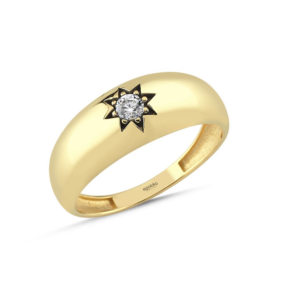 Kutup Yıldız Taşlı Yassı Yüzük