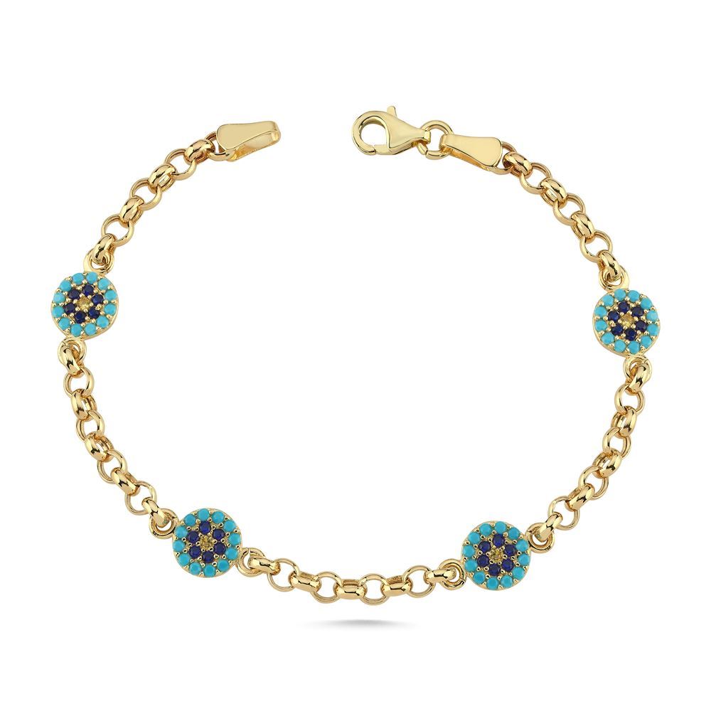 Turkuaz Taslı Nazar Boncuklu Çocuk Bileklik