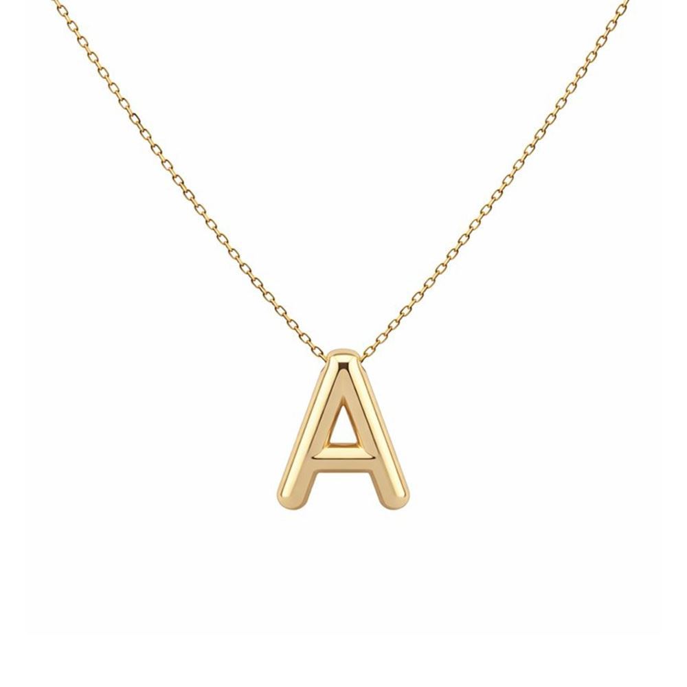 Balon Model Altın Harf Kolye – Büyük Boy Yuvarlak Hatlı Tasarım (1,8 × 1,15 cm – 0,3 mm)