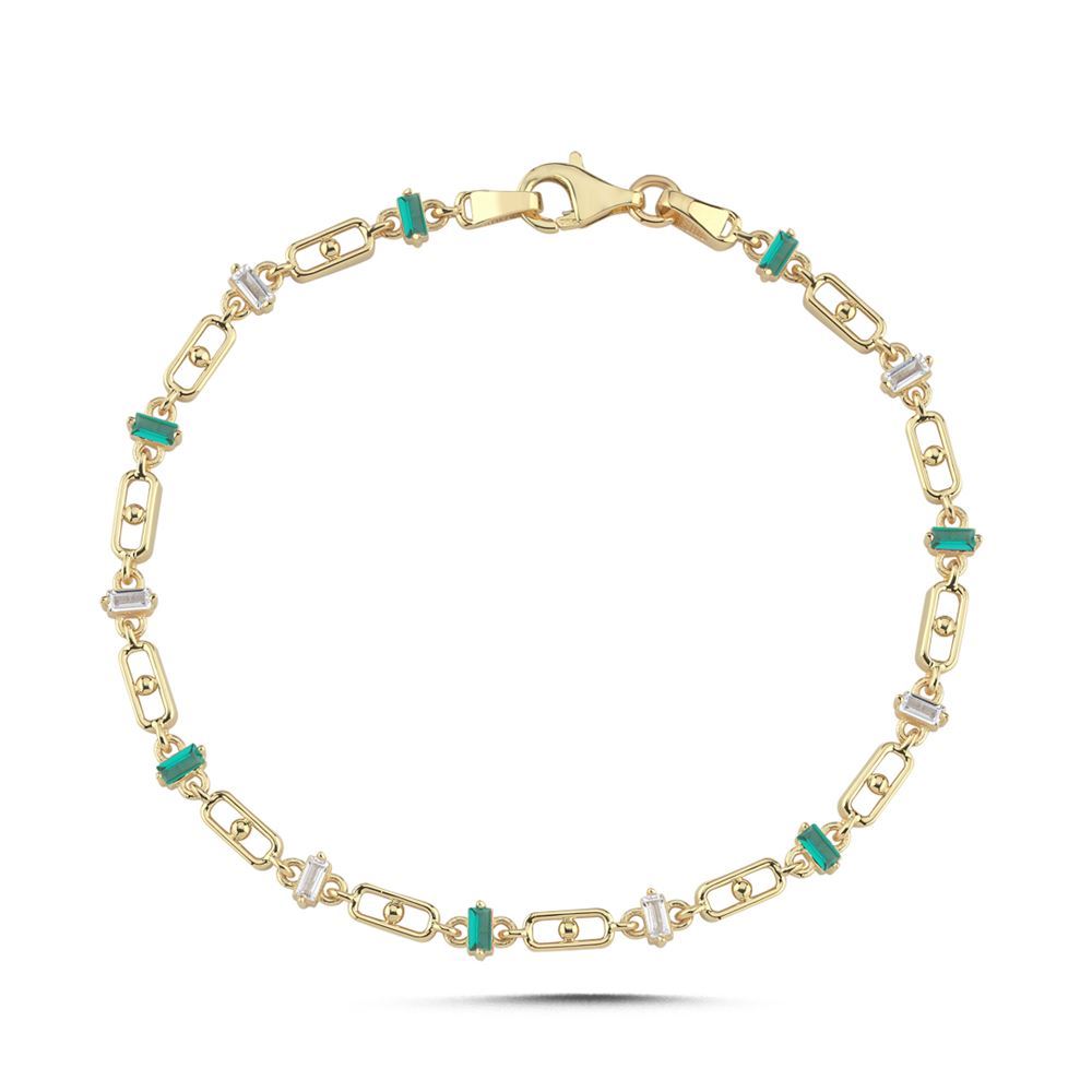 Ataç Baget Kare Tasarım Taşlı Bileklik (18,5*0,4 Cm)