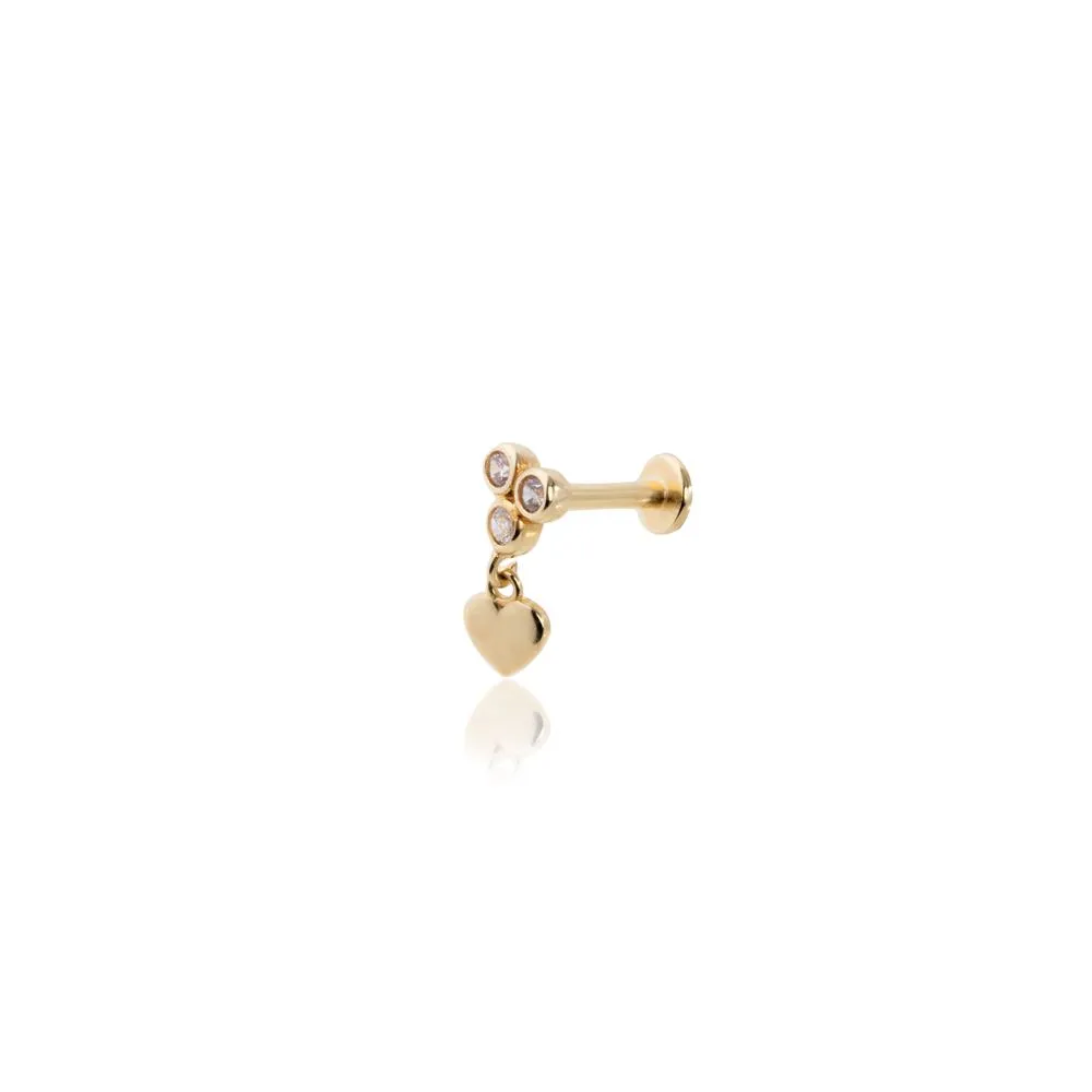 Kalp Damla Taşlı Piercing